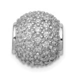 Sterling Silver Rhodium-plated w/CZ Bead Chain Slide Pendant - Image 4