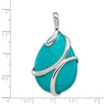 Sterling Silver Polished Synthetic Turquoise Pendant - Image 3
