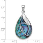 Sterling Silver Rhodium-plated Polished Abalone Pendant - Image 3