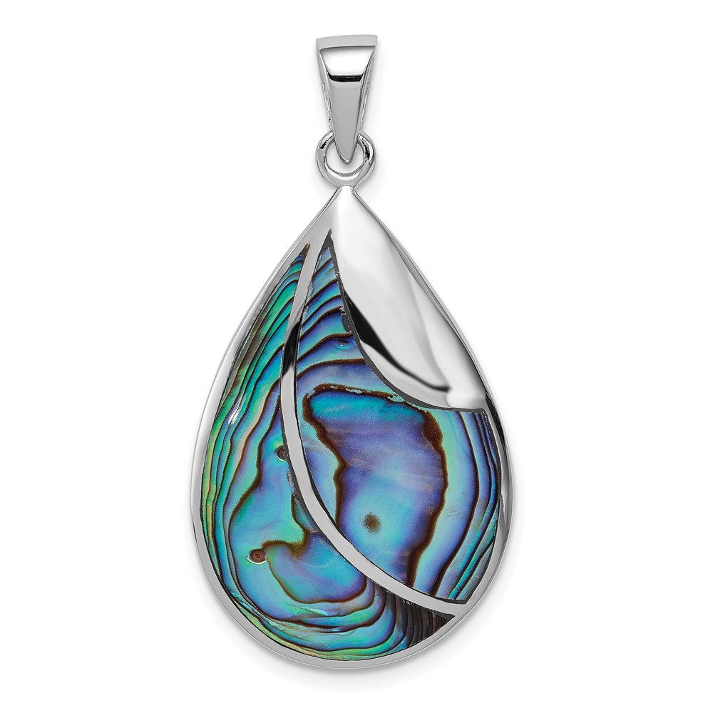 QP4505.jpg Sterling Silver Rhodium-plated Polished Abalone Pendant - Image 1