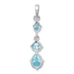 Sterling Silver Rhodium-plated Blue Topaz Pendant - Image 3