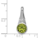 Sterling Silver Rhodium-plated CZ and Peridot Pendant - Image 4