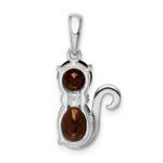 Sterling Silver Rhodium-plated Smoky Quartz and Diamond Pendant - Image 4
