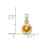 Sterling Silver Rhodium-plated Polished Citrine Round Pendant - Image 3