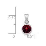 Sterling Silver Rhodium-plated Polished Garnet Round Pendant - Image 4