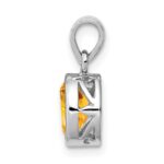 Sterling Silver Rhodium-plated Polished Citrine Oval Pendant - Image 2