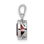 Sterling Silver Rhodium-plated Polished Garnet Oval Pendant - Image 2
