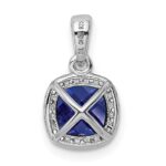 Sterling Silver Rhod-plated Created Blue/White Sapphire Pendant - Image 3
