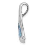 Sterling Silver Rhodium-plated Blue Inlay Created Opal Whale Tail Slide - Image 2
