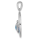 Sterling Silver Rhodium-plated Polished Blue Inlay Created Opal Turtle Pendant - Image 2