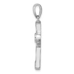 Sterling Silver Rhodium-plated CZ / Created Opal Cross Pendant - Image 2