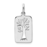 Sterling Silver Rhodium-plated Polished Tree Cut-out Charm - Image 3
