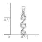 Sterling Silver Rhodium-plated Swirl 3-stone CZ Pendant - Image 4