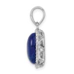 Sterling Silver Rhodium-plated Polished w/Lapis & White Topaz Pendant - Image 2