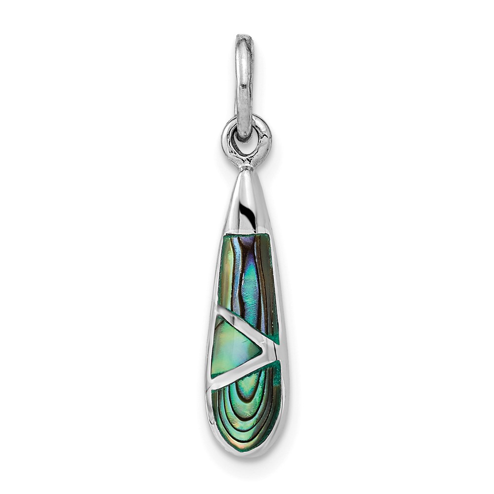 QP4987.jpg Sterling Silver Rhodium-plated Abalone Teardrop Pendant - Image 1