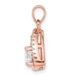 Sterling Silver Rose-tone Triangle CZ Pendant - Image 2