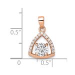 Sterling Silver Rose-tone Triangle CZ Pendant - Image 3