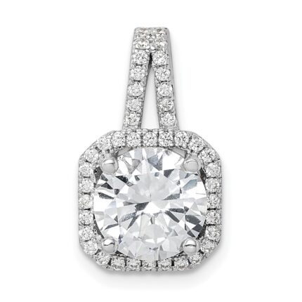 Sterling Silver Rhodium-platedCZ Halo Pendant
