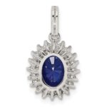 Sterling Silver Rhodium-plated Blue and Clear CZ Pendant - Image 3