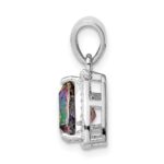 Sterling Silver Rhod-plated Trillion Mystic Fire/White Topaz Pendant - Image 2