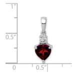 Sterling Silver Rhodium-plated Heart Garnet & White Topaz Pendant - Image 4