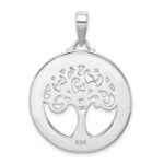 Sterling Silver Rhodium-plated Created Opal Circle w/Tree Pendant - Image 3