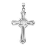 Sterling Silver Rhodium-plated Lab Created Blue Opal and Clear CZ Cross Pendant - Image 3