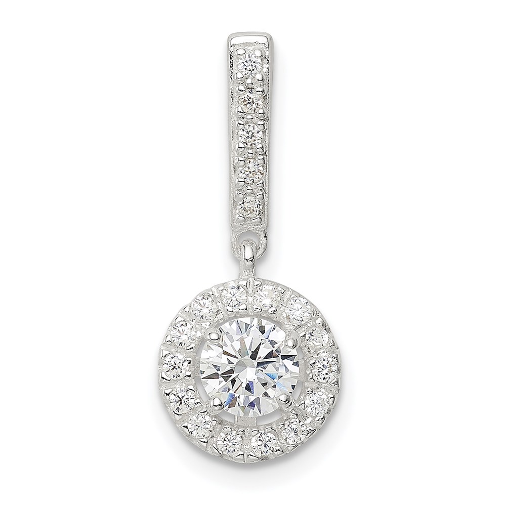 QP5165.jpg Sterling Silver CZ Halo Dangle Pendant - Image 1
