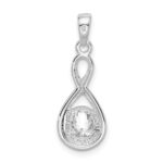 Sterling Silver Rhodium-plated 6.5mm CZ Teardrop Pendant - Image 3