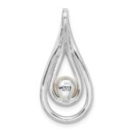 Sterling Silver Rhodium-plated Brushed & Polished (6-7mm) FWC Pearl Teardro - Image 3