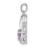 Sterling Silver Rhodium-plated Amethyst and Diamond Heart Pendant - Image 2