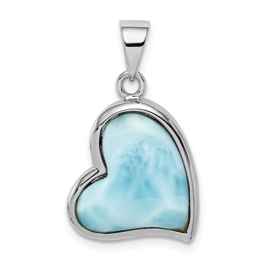 QP5223.jpg Sterling Silver Rhodium-plated Larimar Heart Pendant - Image 1