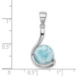 Sterling Silver Rhodium-plated Larimar Swirl Design Pendant - Image 4