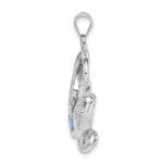 Sterling Silver Rhodium-plated Polished Created Blue Opal Gecko Pendant - Image 2