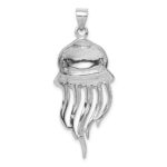 Sterling Silver Rhodium-plated Polished Created Blue Opal Jellyfish Pendant - Image 3
