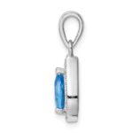 Sterling Silver Rhodium Plated Blue and Clear CZ Pendant - Image 2
