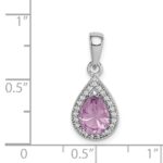 Sterling Silver Rhodium-Plated Purple and Clear CZ Pendant - Image 3