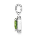 Sterling Silver Rhodium Plated Clear CZ and Square Green CZ Pendant - Image 2