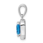 Sterling Silver Rhodium Plated Clear CZ and Square Blue CZ Pendant - Image 2