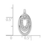 Sterling Silver Rhodium-plated CZ 3-Oval Chain Slide - Image 4
