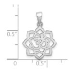 Sterling Silver Rhodium-plated Lotus w/Om Center Pendant - Image 4