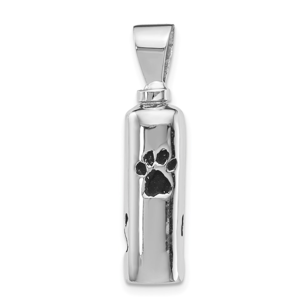 QP5323.jpg Sterling Silver Rhodium-plated Enameled Paw Prints Ash Holder Pendant - Image 1