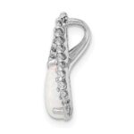 Sterling Silver Rhodium Plated CZ and Lab Created Opal Chain Slide - Image 2