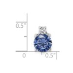 Sterling Silver Rhodium-plated Blue and White CZ Chain Slide - Image 3