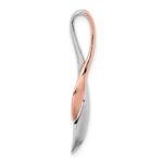 Sterling Silver RH-plated & Rose Gold-plated Polished & Brushed Leaf Slide - Image 2