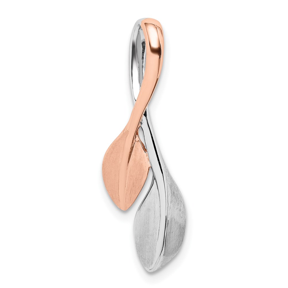 QP5398.jpg Sterling Silver RH-plated & Rose Gold-plated Polished & Brushed Leaf Slide - Image 1