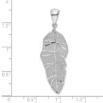 Sterling Silver Rhodium-plated Polished & D/C Leaf Pendant - Image 3