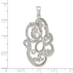 Sterling Silver Polished CZ Floral Pendant - Image 3