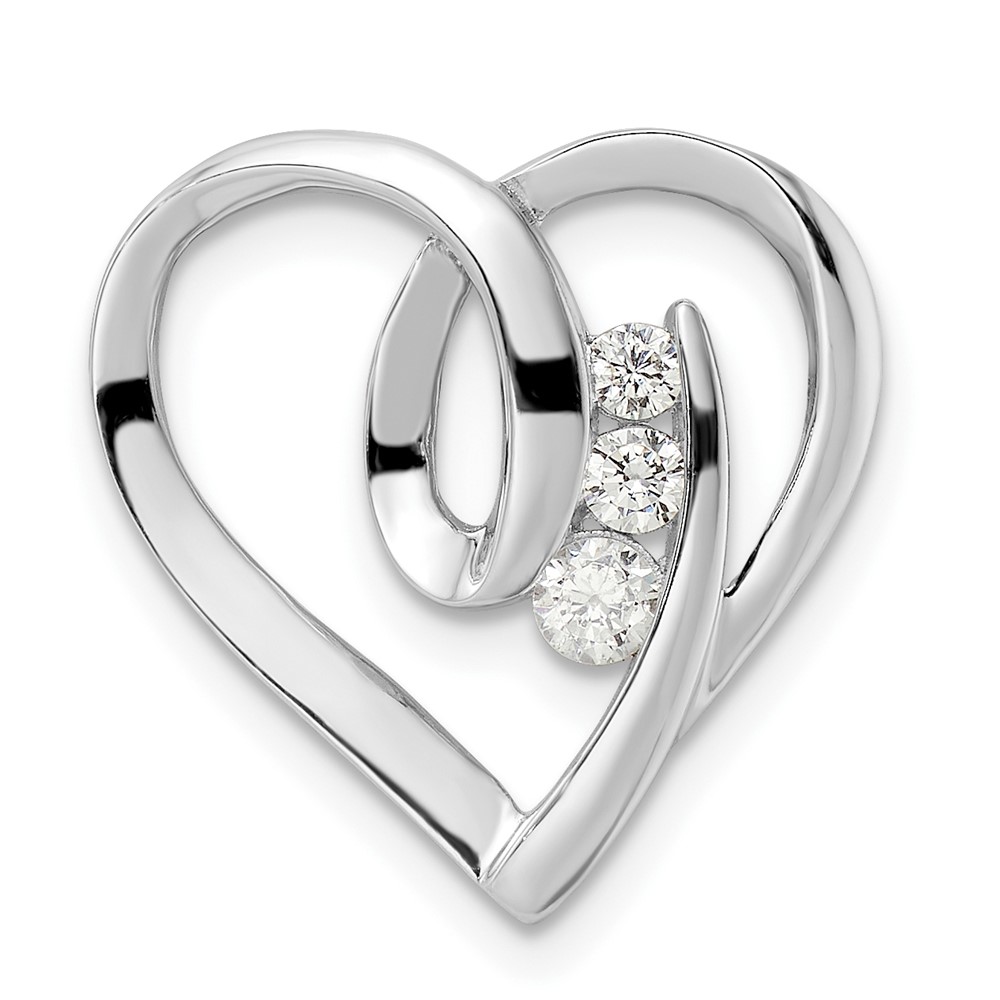 QP5493.jpg Sterling Silver Rhodium-plated CZ Fancy Heart Slide - Image 1