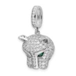 Sterling Silver Rhodium-plated Green & White CZ Panther Pendant - Image 4